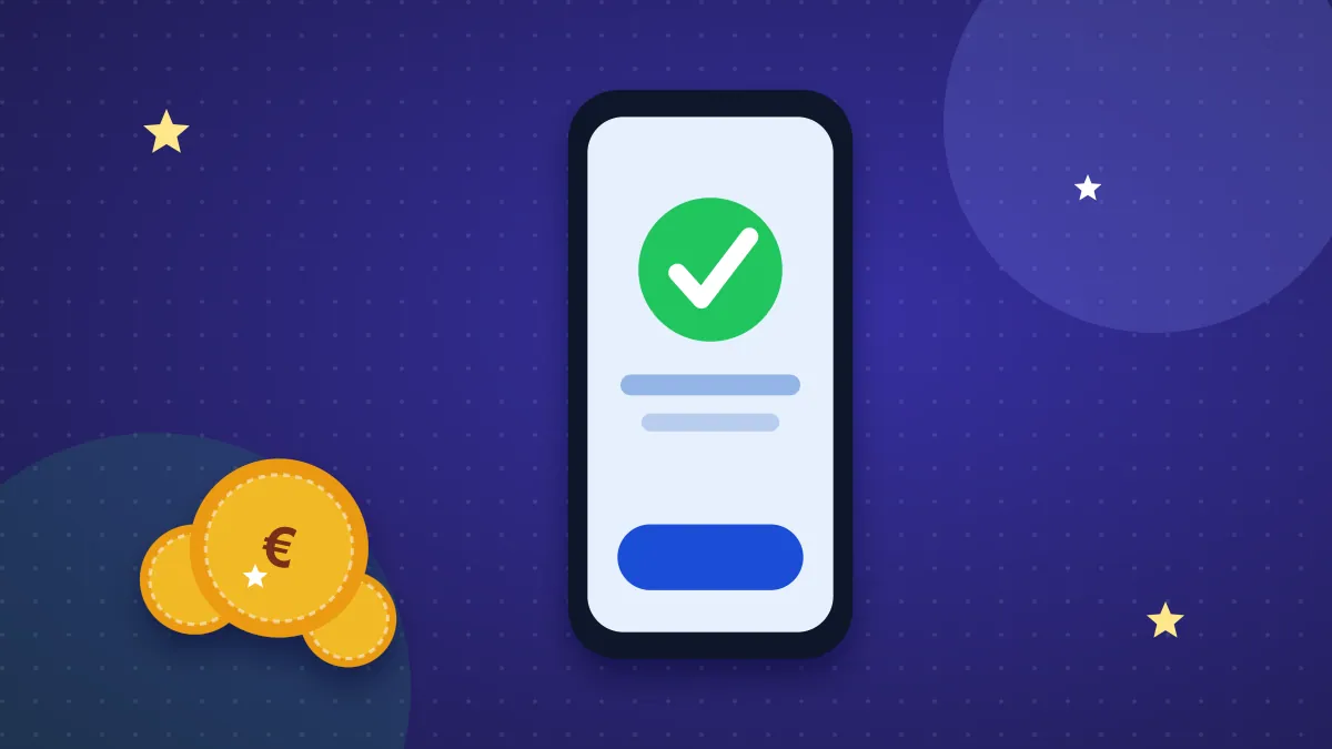 Smartphone affichant un paiement confirmé
